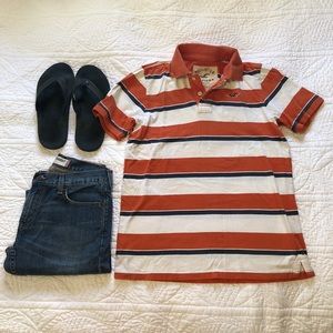 Hollister Orange Striped Polo